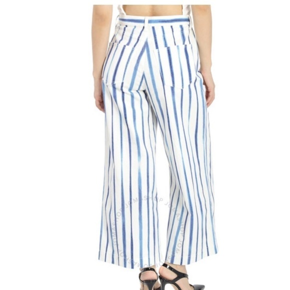 POLO Ralph Lauren Striped Wide Leg Cropped Trousers Size 0 New - Picture 2 of 8
